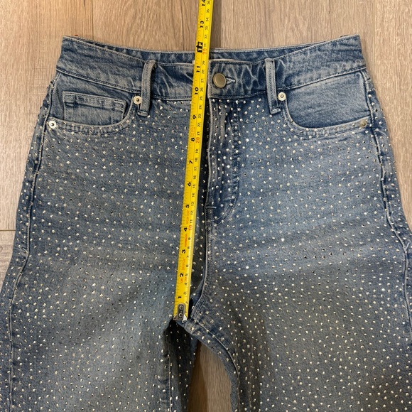 Good American Good Ease Crystal Embellished Wide Leg Jeans Loose Fit Size 00/24 - Picture 11 of 14